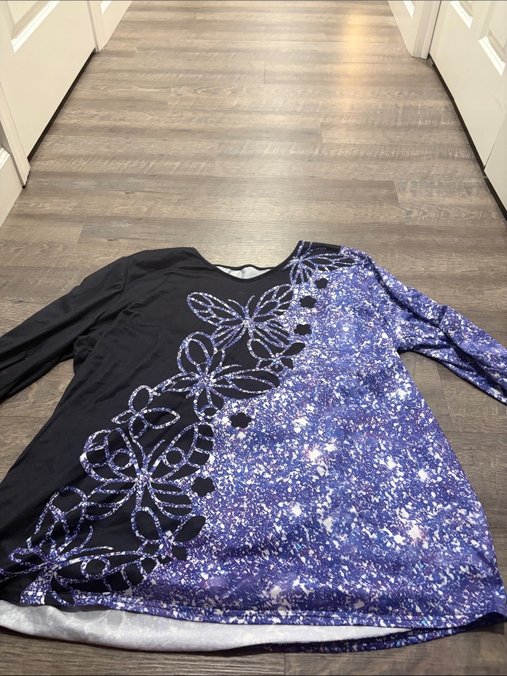 Source Unknown Purple & Black Floral-Detail Long Sleeve Top - Women